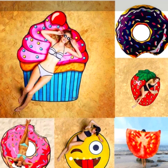 Beach mats,cover-up, fruit design     2pak - Picture 1 of 5